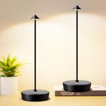 Tpczqj Set of 2 Rechargeable Cordless Table Lamp,6000mAh LED Battery Operated Desk Lamp Touch 3 Color Dimming Portable Outdoor Waterproof Table Light for Patio/Restaurant/Dining/Home(Black)