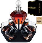 6-Glass Diamond Whiskey Decanter Set with Glasses,Whiskey Decanter Sets for Men,Decanters for Alcohol Whisky Decanter & Glass Set,Whiskey Set Bourbon Decanter Gift,Tequila Decanter Liquor Decanter Set