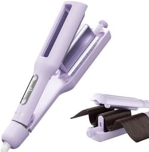Hair Waver Curling Iron with Optimized Airflow for Less Odor, 4-in-1 Adjustable Crimper for Versatile Styling, Cool Air Shot for Long-Lasting Curls, Ionic Care for Smooth, Frizz-Free Waves- Purple