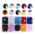 Lot 100pcs Glass Octagon Beads - LONGWIN Colorful Crystal Chandelier Parts Replacement Beads DIY Lamp Hanging Pendant Suncatcher