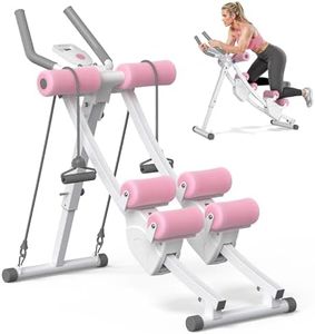 MERACH Ab Machine, Adjustable Ab Trainer Machine, Ab Workout Equipment for Home Gym, Independent Dual Tracks for Mountain Climber, Foldable for Home Exercise, Load Capacity 440 LBS (White Pink)