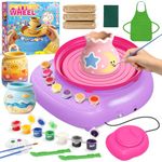 Weilim Pottery Wheel for Kids Ages 6-12 – Complete DIY Pottery Kit for Beginners with 3 Air-Dry Clay Packs and Tools, Arts & Crafts Supplies, Toys Birthday Gift for Boys Girls 6+ Years Old (Purple)
