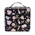 SIBY Leather Rose Printed 3 Layer Makeup Storage Vanity Box Makeup Organizer Storage Box Container Case Cosmetic Bag Storage Box For Women(Without Makeup Item),1Pc(Black Color)