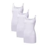 MOLISOHO Women's Camisole Tank Bamboo Rayon Long Length Undershirts Tank Tops Camis 3 Pack (White-S)