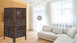 Store Craft Wooden Partition for Living Rooms 4 Feet Wood Partition Wall Divider, Wooden Screen Separator 2 Wall Panels for Living Room/Bedroom/Office/Restaurant/Kitchen (Brown)