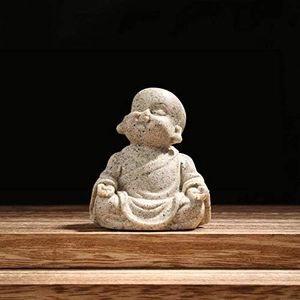 Carefree Fish Buddha Statue Minimalist Sandstone Buda Ornament Monk Figurine Zen Decor Bring Home a Ray of Sunshine