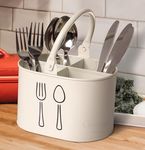 Classyo Metal Cutlery Holder for Kitchen & Spoon Stand for Kitchen, Spoon Holder for Kitchen- Kitchen Organizer, Ivory