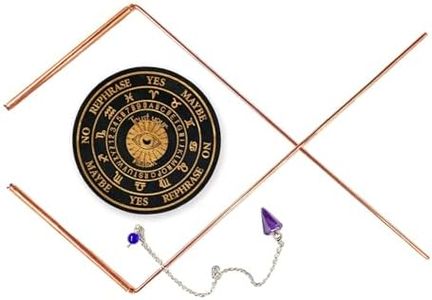 Ywait2long Copper Dowsing Rods Kit Spiritual & Pendulum Board Kit with Mat & Amethyst Witching Sticks for Divining, Ghost Hunting, Gold, Spiritual, Answers to Questions