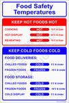 Pack of 2 Food Safety Temperatures Sign. 200mm x 300mm Self adhesive Vinyl Kitchen Signs Health and safety poster. Food safety temperature sign, catering sign