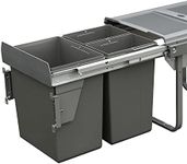 Domestique 40L Triple Slide Out Concealed Waste Bin - for a 450mm Cabinet - Bottom Mounted - Includes Optional Door Bracket