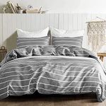 Lekesky Duvet Cover Queen Size Striped Microfiber Bedding Duvet Cover Sets with Zipper Closure and Corner Ties, 3 Pieces