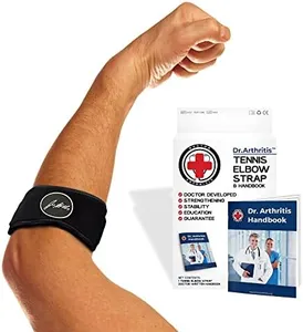Tennis Elbow Brace & Adjustable Arm Band Support for Pain Relief for Tendonitis, Golfers Elbow Strap for Men and Women - Comfy Removable Arm Wrap for Daily Wear, Gym, Sports (Single, Black)