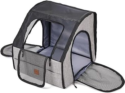 Duuclume Travel Safety Carrier for Pets, Collapsible Dog Crate for Car Travel, Portable Car Seat Kennel for Small Medium Dogs Cats with Storage, Soft Dog Soft-Sided Carrier with Mesh Zipper Windows M