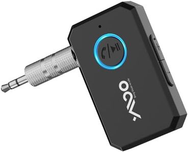 YMOO ML101S Bluetooth 5.2 Aux Adapter for Car, 3.5mm Jack Wireless Audio Receiver with Microphone for Hands-Free Calling and Listening to Music, Dual Connection for Car/Speaker/Music/Home Stereo