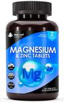 Magnesium Supplements 516mg with Zinc - 120 Magnesium Tablets Supports Muscle Bone Health, Tiredness - High Strength Contributes to Many Health Factors Easy to Swallow Sleep Supplement (not Capsules)