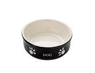 Nobby Dog Ceramic Bowl Dog, 13.5 x 13.5 x 5 cm, Black/ Beige