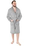 CityComfort Dressing Gown Mens Fleece Hooded Dressing Gowns (XL, Grey)