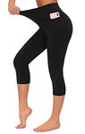 Dragon Fit High Waisted Leggings for Women Tummy Control Workout Running Yoga Pants with Pockets (Medium, Capris Black)