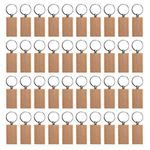 Nvanvmm 40Pcs Blank Rectangle Wooden Key Chain DIY Wood Keychains Key Tags Can Engrave DIY Gifts