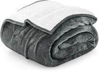 Utopia Bedding Sherpa Blanket King Size [Grey, 90x102 Inch] - 480GSM Thick Warm Plush Fleece Reversible Winter Blanket for Bed, Sofa, Couch, Camping and Travel