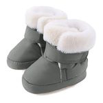 LACOFIA Baby Boys Girls Winter Shoes Infant Anti-Slip Soft Sole Slipper Boots First Walkers Gray 0-6 Months