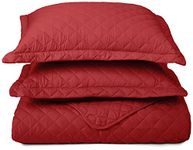 Clara Clark 2-Piece Quilt Set, Set Includes 1 Over-Sized Coverlet, 1 pillow-Shams, Twin Size - Burgundy Red