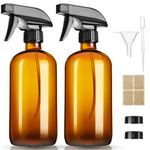 16oz Amber Glass Spray Bottles,2 Pack Glass Spray Bottles Refillable Empty Bottle with Adjustable Nozzle,Spray Bottle for Essential Oils,Cleaning,Pets,Plant, Hair Mister