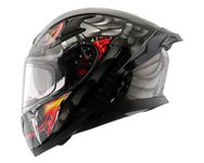 Axor Apex Venomous ISI ECE DOT Certified Full Face Dual Visor Helmet for Men and Women with Pinlock Fitted Outer Clear Visor and Inner Smoke Sun Visor Black Grey(M)