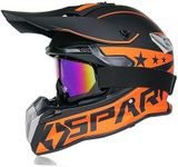 Woljay Dirt Bike Helmet Full Face Motorcycle Helmets Motocross Off Road Street MX MTV - DOT (Orange,Small)