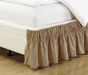 Fancy Collection Twin - Full Easy Fit Bed Ruffle Wrap Around Elastic Bed Skirt with 17" Drop New Easy Install Solid Taupe