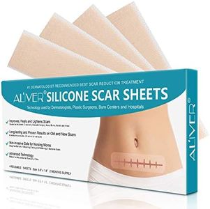 Silicone Scar Removal Sheets,Professional Removal Sheets for Scars Caused by C-Section, Surgery, Burn, Acne, Keloid, and Stretch Marks, Works on Old & New Scars, 4 Reusable Scar Sheets, 5.9"×1.6"