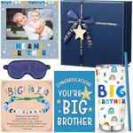 Willinglong Big Sister Big Brother Gift Set 20 oz Stainless Steel Cup with Straw and Brushes Big Sister Big Brother Bracelet Picture Frame Notebook Greeting Card and Gift Box (Big Brother)