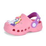 LACOFIA Toddler Girls Garden Clogs Shoes Non-Slip Beach/Pool Slides Kids Summer Slippers Pink 10.5/11.5