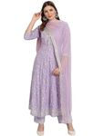 LookMark Women's Kurta Set in Light Purple Color and Cotton Blend Fabric with Pant and Dupatta (AZ-LM-OG-KS2154-M)