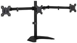 Mount-It! Triple Monitor Stand | 3 Monitor Stand Fits 19 20 21 22 23 24 Inch Computer Screens | Free Standing Base | Three Heavy Duty Full Motion Adjustable Arms | VESA Compatible