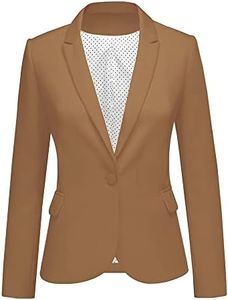 LookbookStore Women's Casual Dark Brown Blazer Front Buttons Shoulder Pads Work Office Business Blazer Jacket Suit Size M