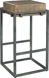 Hekman Pub Stool - Wooden Bar Height Chair with Iron Frame, Backless Kitchen Counter Seat, Solid Acacia Top, Durable Metal Legs with Footrests, Modern Farmhouse Home Furniture, Stylish Bar Seating