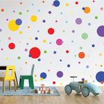 PapaKit Round Polka Dot Confetti Wall Decal Baby Nursery Child Kid Boy Girl Bedroom Home Decor (Bright and Bold Rainbow, Assorted x 190 Pieces)