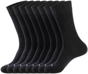 WANDER Men's Solid Dress Socks Cotton Black Men 8 Pairs Trouser Thin Classic Socks (Shoe Size:13-15, 8 Pairs Black)