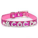 THAIN Personalised Bling Dog Collars with Name,Custom DIY Rhinestone Charm Dog Cat Collar for Small Medium and Large Dogs (XS(neck 7.9"-10.2"), Hot Pink)