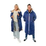 Wild & Free® COBE Luxury Dry Changing Robe Unisex. The Cobe 100% Waterproof Coat and Swim Robe in one, Long Sleeves with Cosy Sherpa Fleece, Recycled Material Perfect for Dog (S, Midnight Navy)
