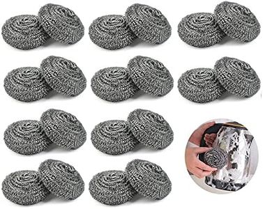 20 pcs Steel Wool, Dish Scrubber, Steel Wool Scrubber, Stainless Steel Scouring Pad Sponge, Kitchen Cleaning Ball, Easy to Scoure Tough Kitchen Greasy Dirt for Cleaning Dishes, Pots, Pans and Ovens