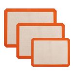 XSSDPDC Silicone Baking Mats Set of 3, Silicone Mats for Baking and Cooking, Non-stick Pans for Easy Cleaning Reusable Food Grade Silicone Baking Pads for Macarons, Biscuits and Pastries (Orange)