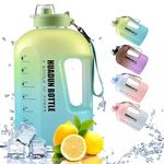 RELEMTRA Half Gallon Water Bottle With Time Marker 2.2L Water Bottle With Straw - Gym Water Bottle With Strap - Big Water Bottle - Reusable Water Bottles With Straw - Large Water Bottle With Handle