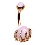 MOMOJIA Stainless Steel Body Navel Rings Belly Piercing Button Ring Skull Hand with Ball