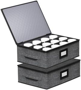 Aokeyee China Storage Containers Hard Shell Box for Moving Dishes, Plate, Wine and Glasses, Dinnerware, Mugs, Saucers Quilted Organizer Dividers for Packing Fine