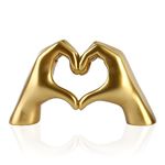 MHOOW Taylor Heart Hands Sculpture Decor for Bedroom Living Room Table Merch, Aesthetic Modern Love Finger Heart Hands Statues, Boho Wedding Home Decor Accessories, Gifts for Women Anniversary (Gold)