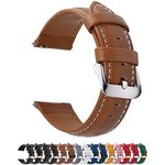 Fullmosa Watch Strap, Genuine Leather Watch Straps with Stainless Metal Clasp, Quick Release Replacement Bands, 14mm 16mm 18mm 19mm 20mm 22mm 24mm, Brown