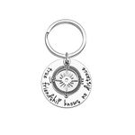 Christmas Gifts for Best Friend Gift Keychain for Women Men Teen Girls True Friendship Knows No Distance Long Distance Friendship Going Away Compass Gifts Keyring Jewelry Birthday Wedding