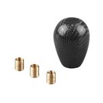 RYANSTAR Racing Type-R Carbon Fiber Black Gear Shift Knob Shifter Knob with 3 Adapters Fit compatible with Universal Manual Car